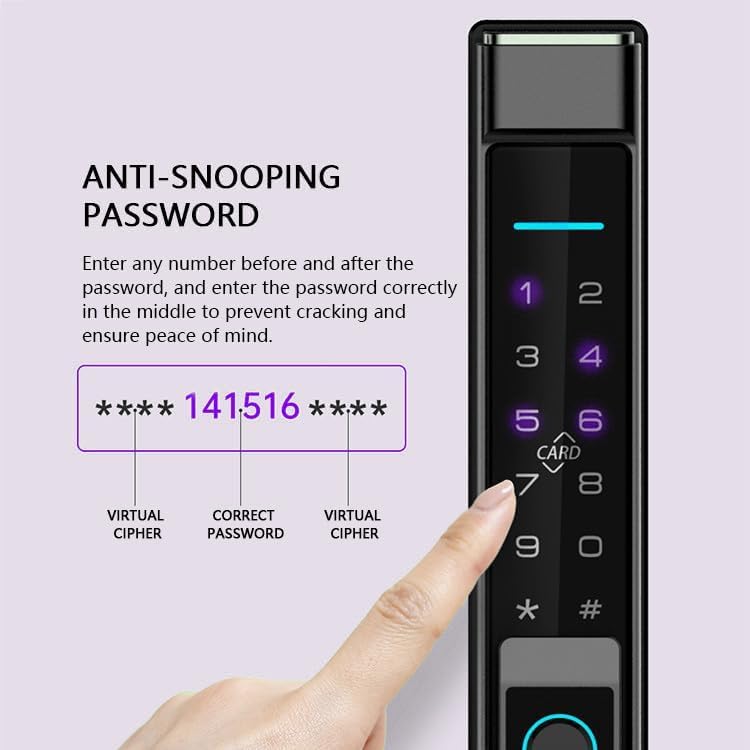 Mabtck قفل باب ذكي مع مقبض - دخول بدون مفتاح بيومتري - قارئ بصمات الأصابع، لوحة لمس، تحكم عبر التطبيق، جاهز لأليكسا - مقاوم للماء IP55، باب منزلق نحيف - نظام قفل تلقائي - Image 5